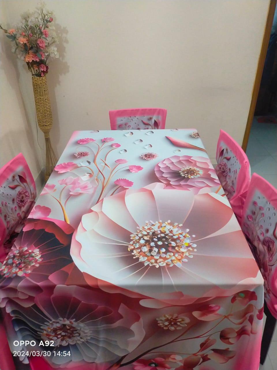 3D ডাইনিং টেবিল ও চেয়ার কাভার ফুল সেট কোড: NTM: 33