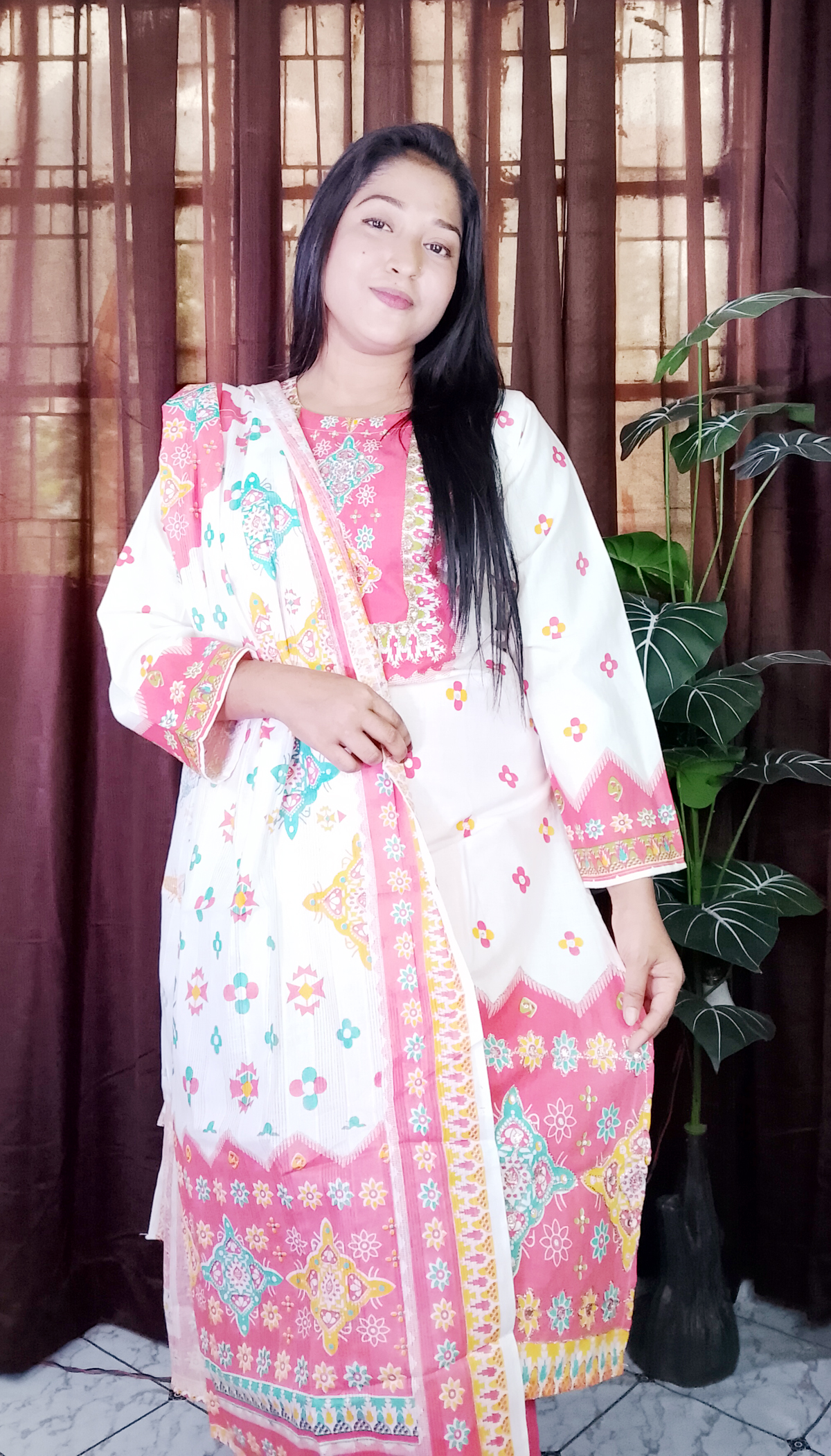 স্টাইলিশ পিউর সুতি থ্রি পিস