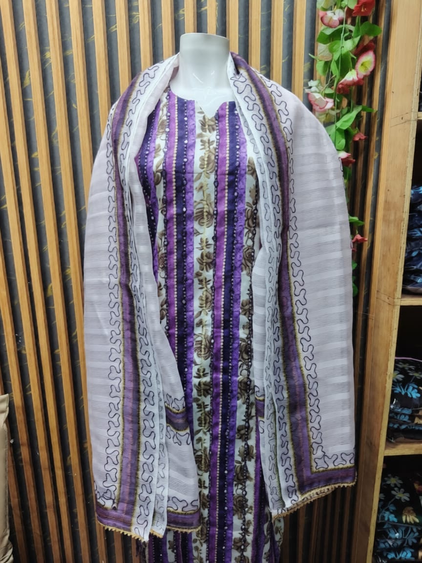 প্রিমিয়াম স্টাইলিশ পিউর সুতি থ্রি পিস